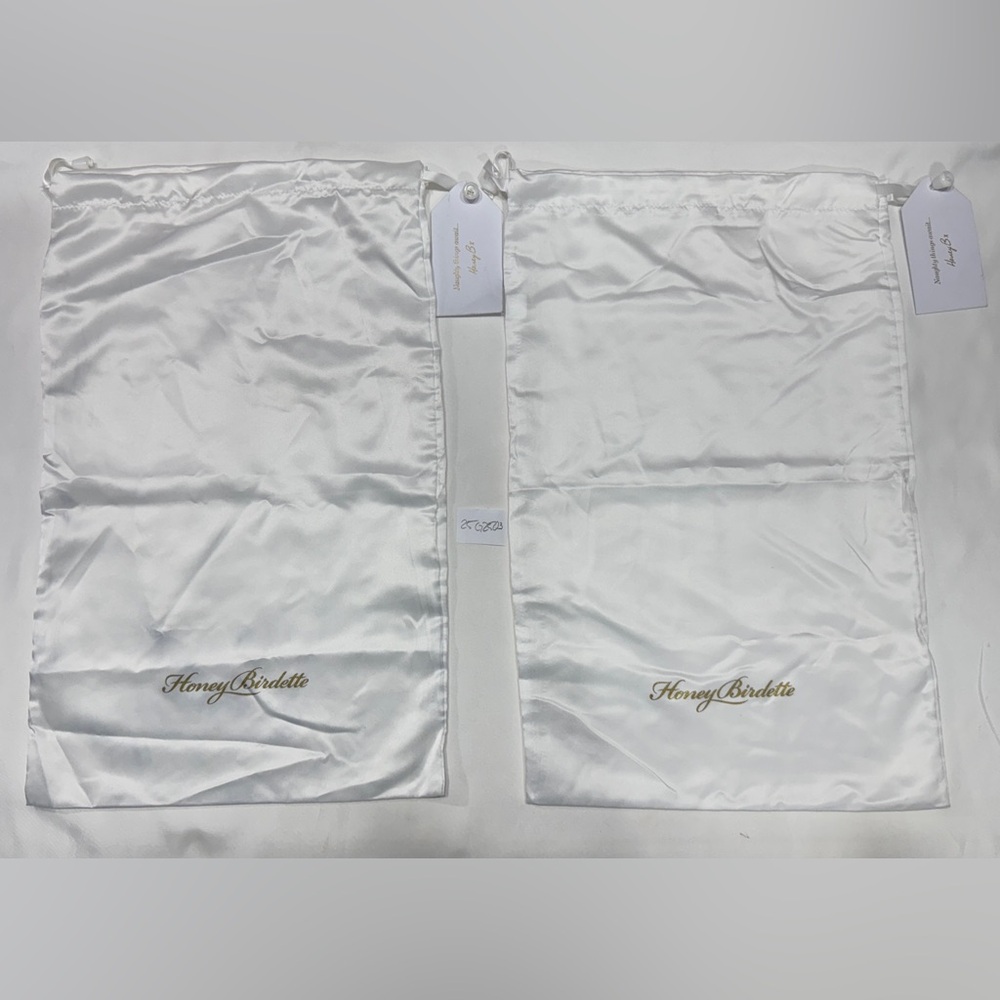 HONEY BIRDETTE WHITE DRAW STRING LINGERIE DUST BAGS POUCH TRAVEL STORAGE 2